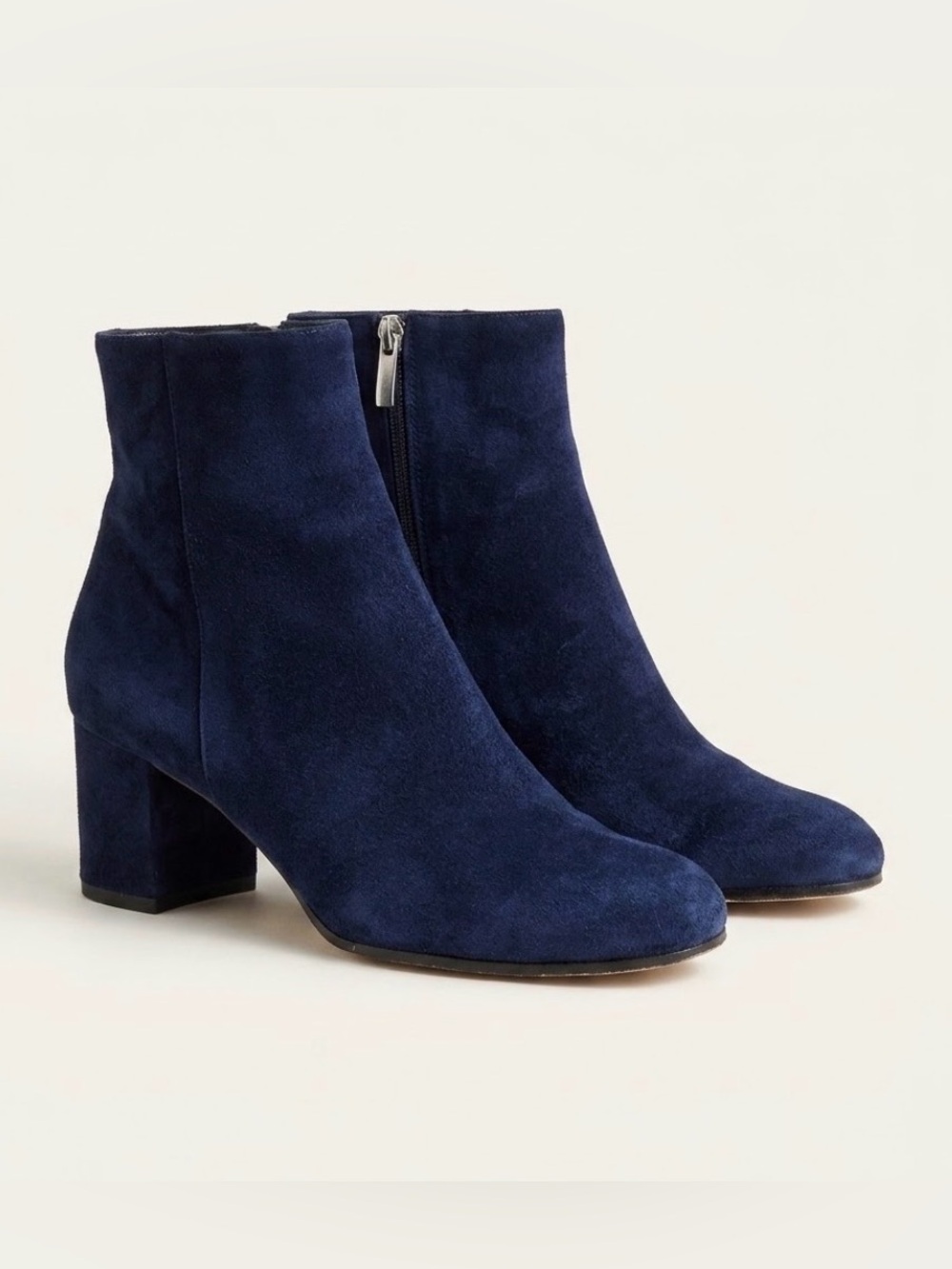 Gianvito Rossi Navy Suede Margaux Zip Ankle Boots Size 41 Block Heel